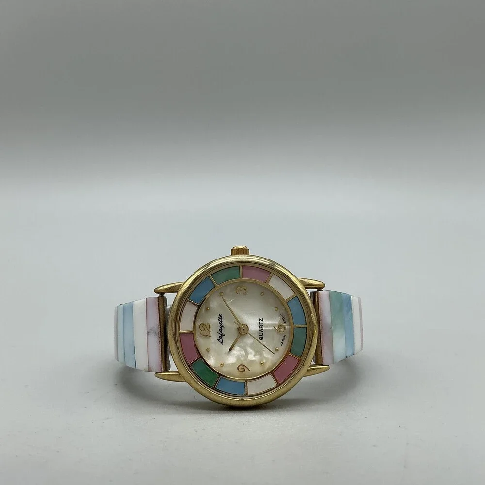 Lafayette Womens Watch 27mm Multicolor Dial Pastel Expansion Band New Battery